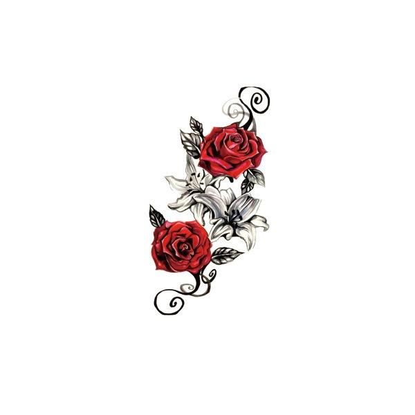 Flower Arm Tattoo Sticker Large Flower Red Rose Body English Arm Chest Cover Waterproof Simulation Tattoo Sticker