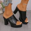 New fashionable super high-heeled sandals for women, summer thick-soled waterproof platform chunky heel one-strap hollow high-heeled sandals