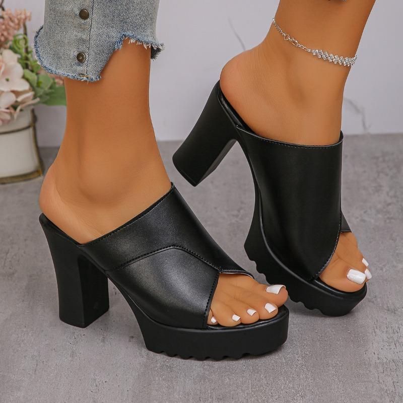 New fashionable super high-heeled sandals for women, summer thick-soled waterproof platform chunky heel one-strap hollow high-heeled sandals