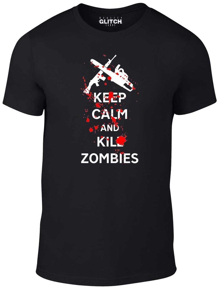 Keep Calm And Kill Zombies Mens T-Shirt - Walking Dead Negan Rick Gift Blood TV