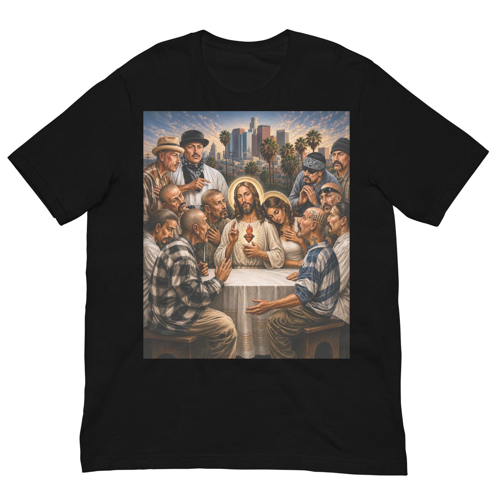 Chicano Last Supper T-Shirt, Jesus with Homies Shirt, Lowrider Culture Tee, Christian Chicano Art, Faith Streetwear, Latino Pride Gift M