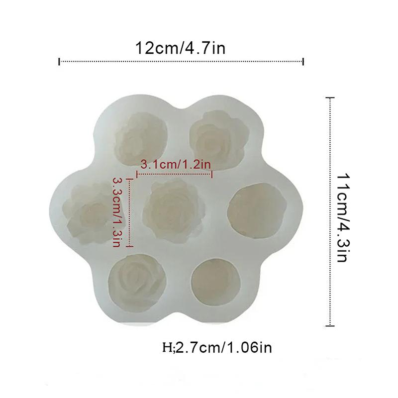 7 Grid Flower Silicone Molds 3D Rose Peony Chocolate Cake Baking Mold Handmade Candle Soap Gypsum Resin Handicraft Making Tools