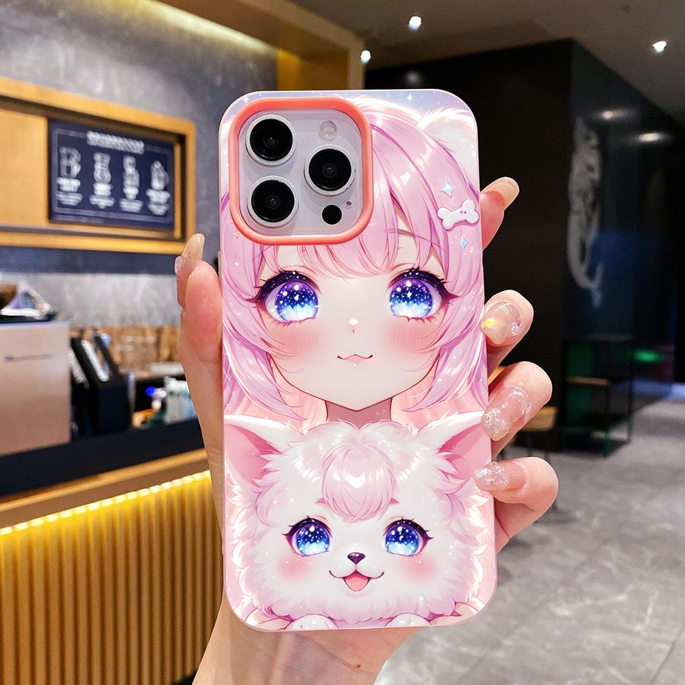 

Girl Dog Puppy Jelly Double layer Pink Mobile Phone Case for iPhone 17 16 15 14 13 12 11 Air Pro Max Plus Protective iPhone 11 Pro Max