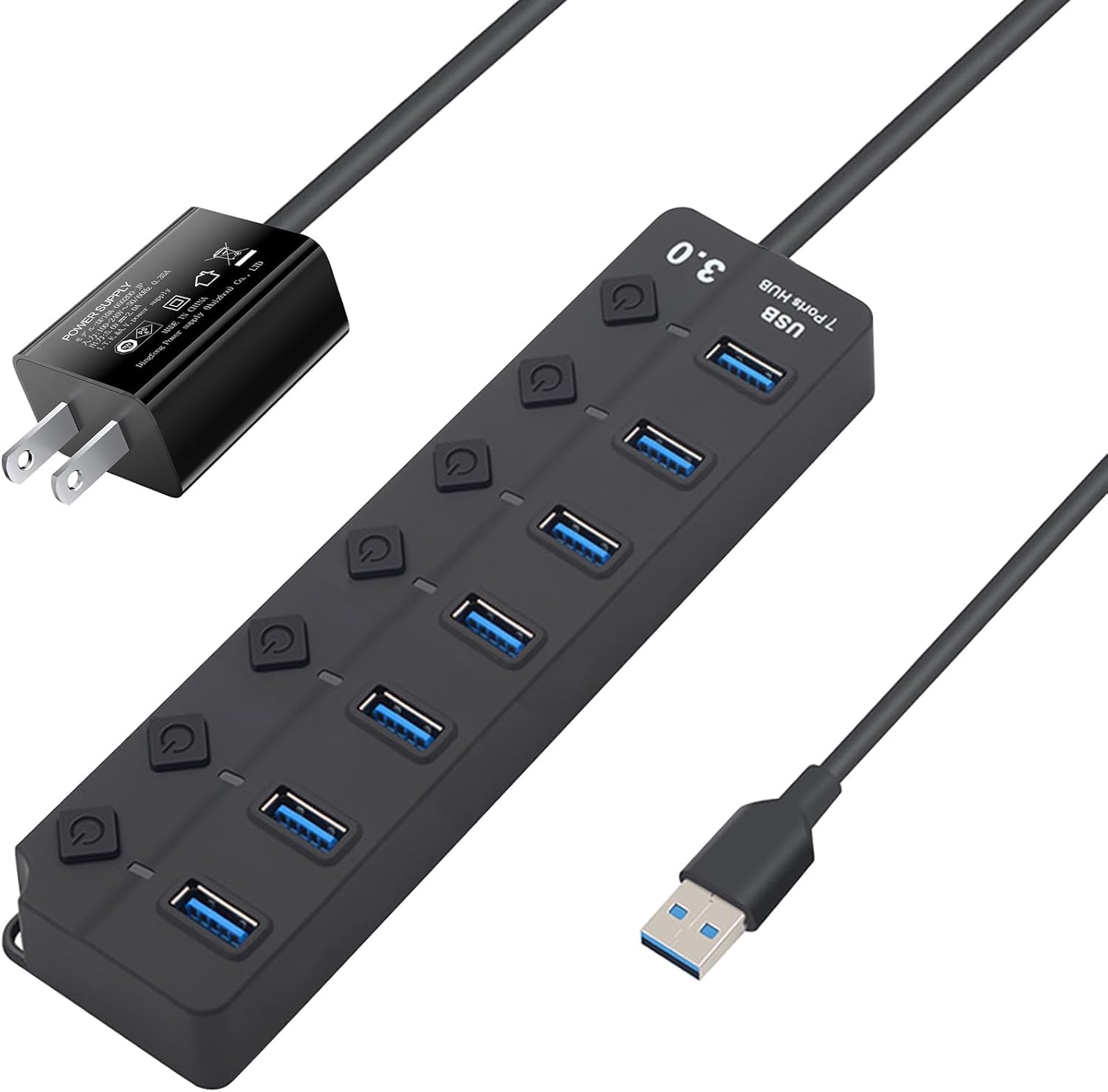 

WAIZY Powered USB Hub with 4 USB 1 Charging and Independent Includes AC Compatible with MacBook Surface and Other PCs 3.0 High-Speed 3.0 Ports, Port,
