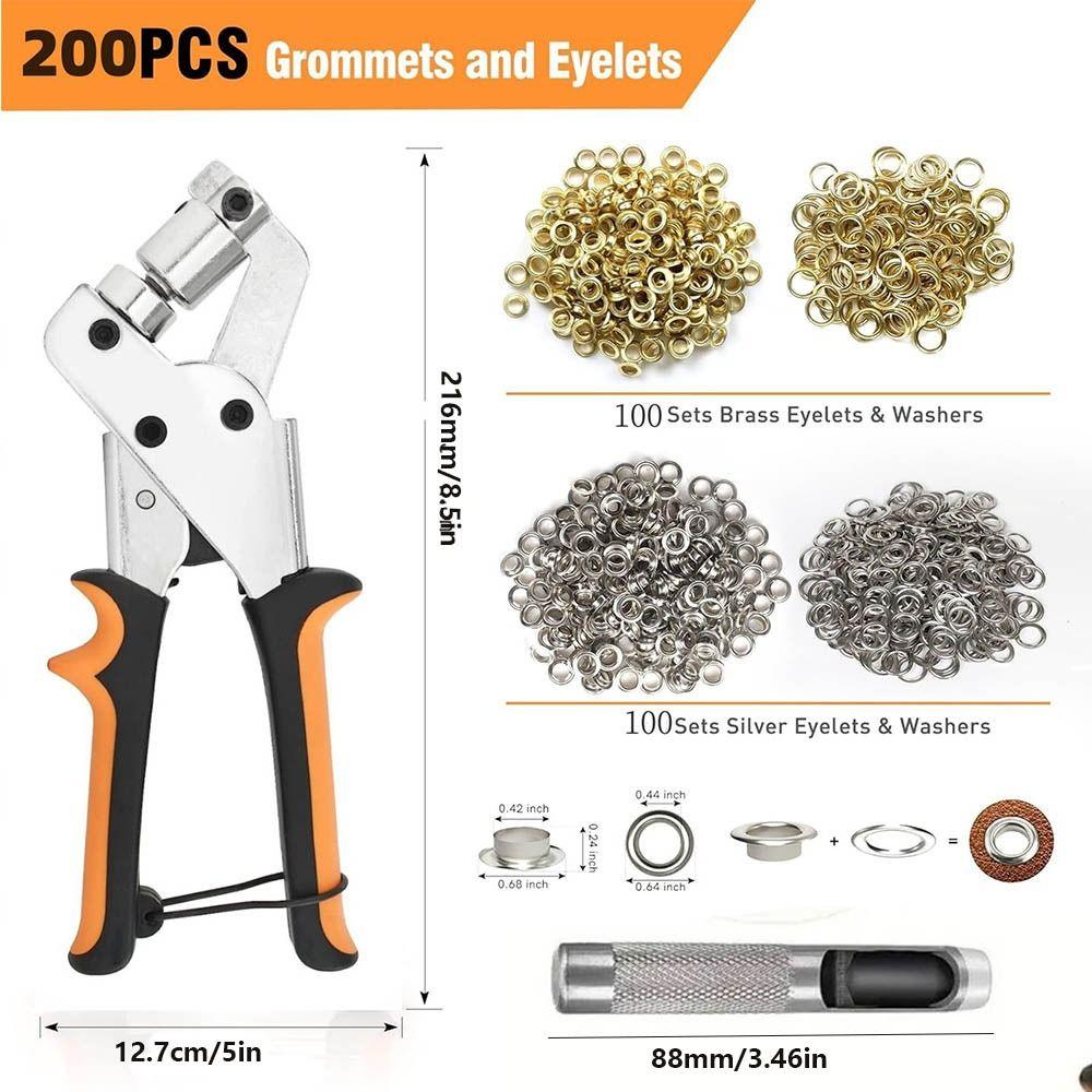 Effortless Eyelet Pliers with Grommets Handheld Hole Punch Pliers Comfortable Handle DIY Eyelet Setter for Tarpaulins Fabrics