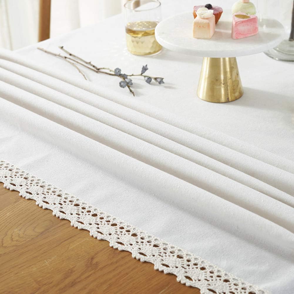 Table Cover Lace Tablecloth White Soft Dust-Proof for Every Holiday Party Weddings Kitchen Dinner Picnic Tabletop Home Decor Rectangle Tablecloth