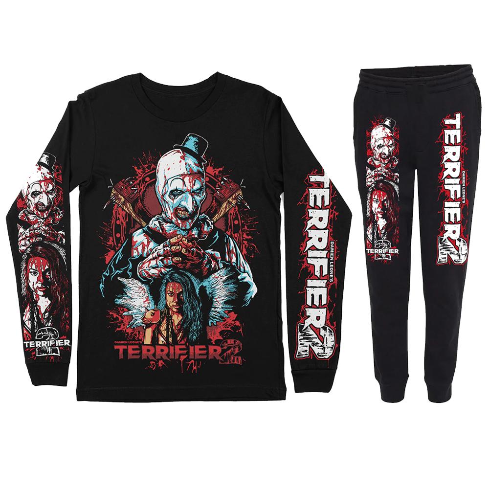 

Толстовки для косплея на Хэллоуин Terrifier, брюки-джоггеры, комплект из двух предметов, модная уличная одежда, спортивные штаны, женский, мужской, комплект из 2 предметов L