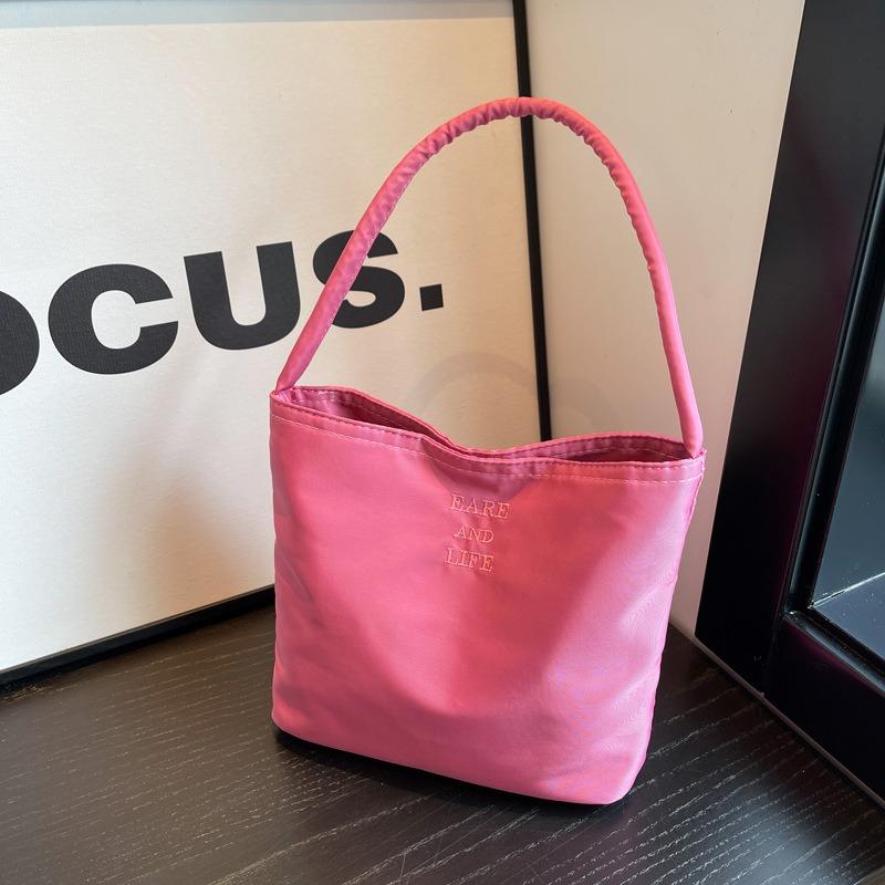 Portable nylon cloth bag women's summer new trendy embroidered armpit bag versatile shoulder bucket bag