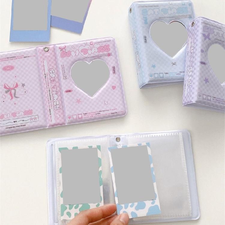 3Inch Mini Photo Card Album Heart Hollowed Styles Cover with 40 Pocket Card Binder Book for Capturing Daily Moment