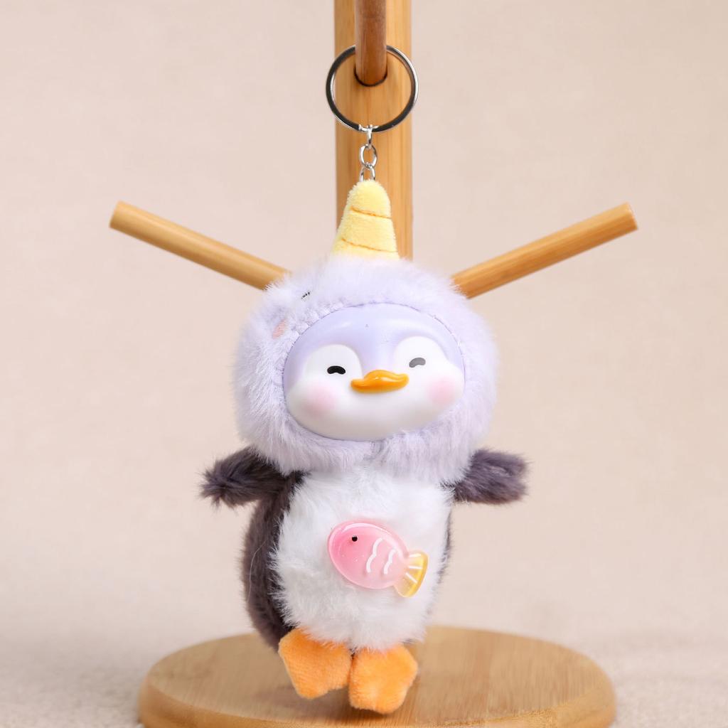 Cute Plush Toy Keychain Vinyl Penguin Pendant Creative Animal Stuffed Doll Cartoon Backpack Birthday Gifts