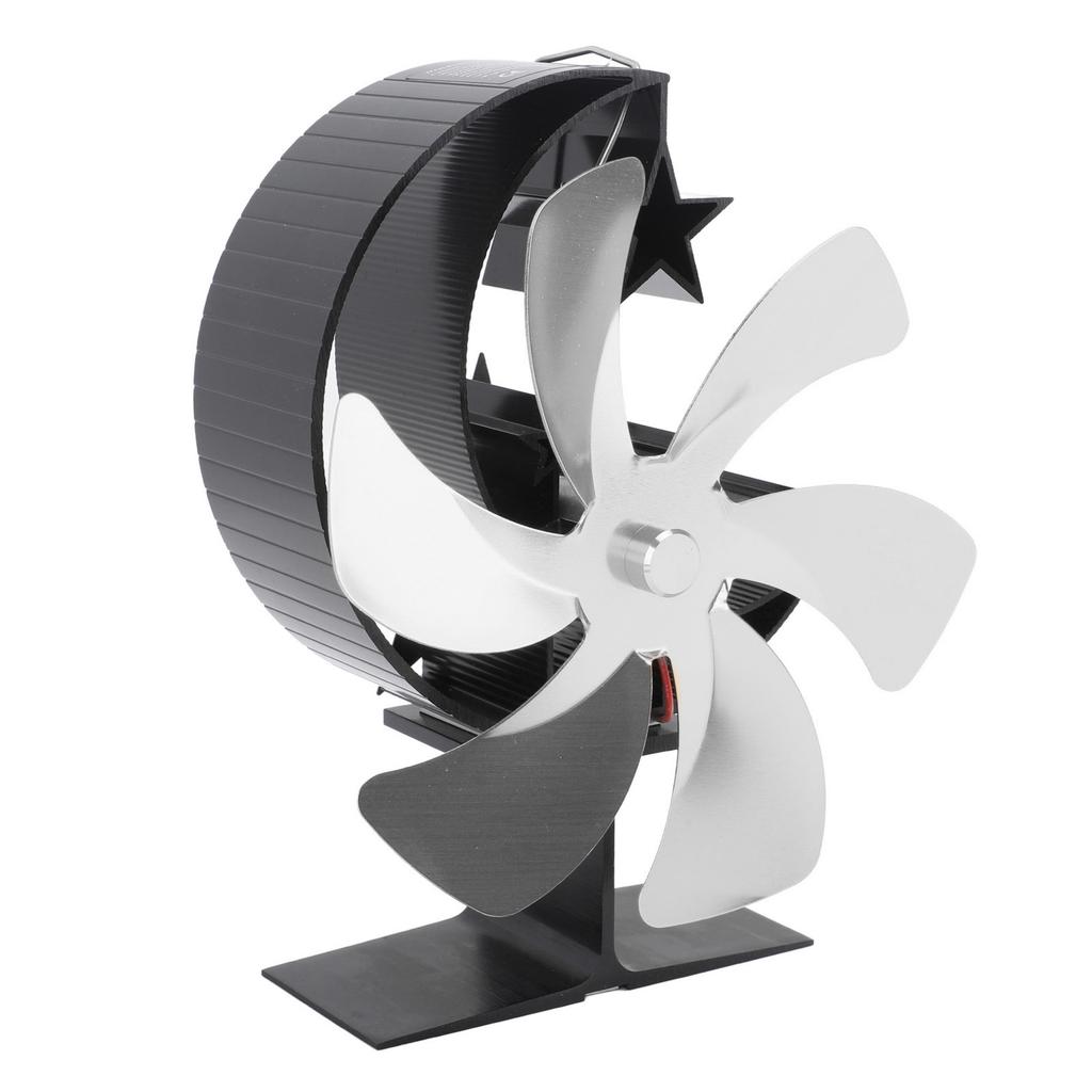 Ofenventilator 6 Flügel Kaminventilator Wärmegetrieben Schnelle Windzirkulation Halbmondmuster Thermoelektrisch