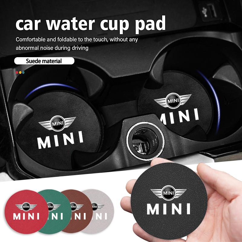 2Pcs Car Water Cup Bottle Holder Anti-slip Mat Pad Suede For Mini Cooper JCW Works F54 F55 F56 F57 F60 R50 R52 R53 R55 R56 R57 Uylez55