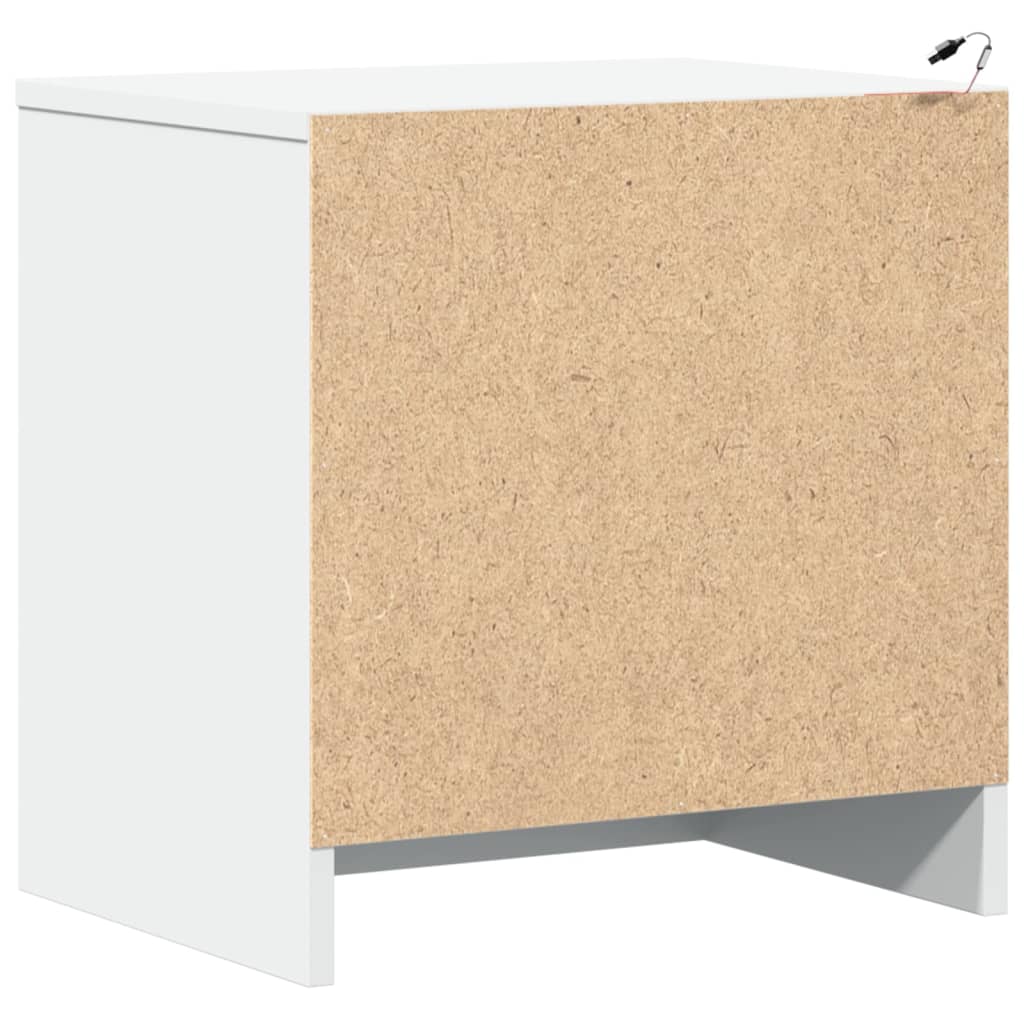 Nightstands with LED Lights 2 pcs White Particleboard