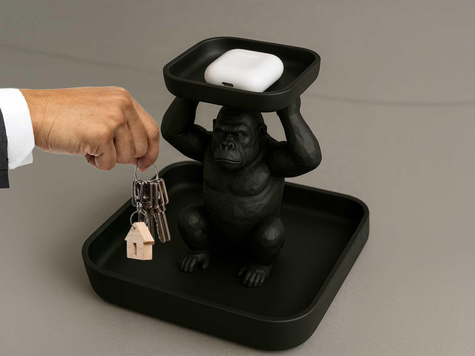 Ape Key Holder: 3D Printed Orangutan Key Storage Box Ornament Plastic