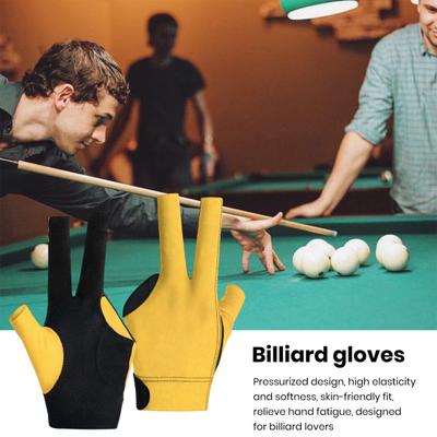 1Pc 3-Finger Billiards Glove Anti-slip Sweat-absorbing Breathable Men Women Left Hand Snooker Cue Sport Glove Billiards Accessories