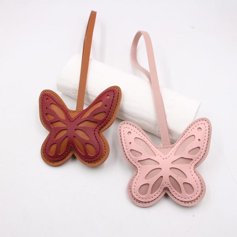 Butterfly Keychain Charm Cute Pu Leather Bag Accessories For Butterfly Lovers Good Gift