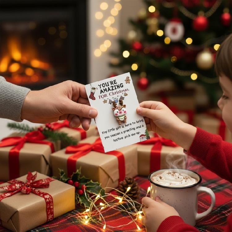 Liten Kramficka Jul Liten Helgstämning Prydnad Tomte Kram Med Värmande Kort För Festgåvor