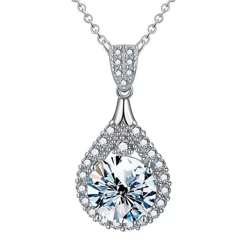 Teardrop Necklace Platinum 5CT Moissanite Women s Lab-Grown Eco-Friendly Durable Long-Term Wear Gift
