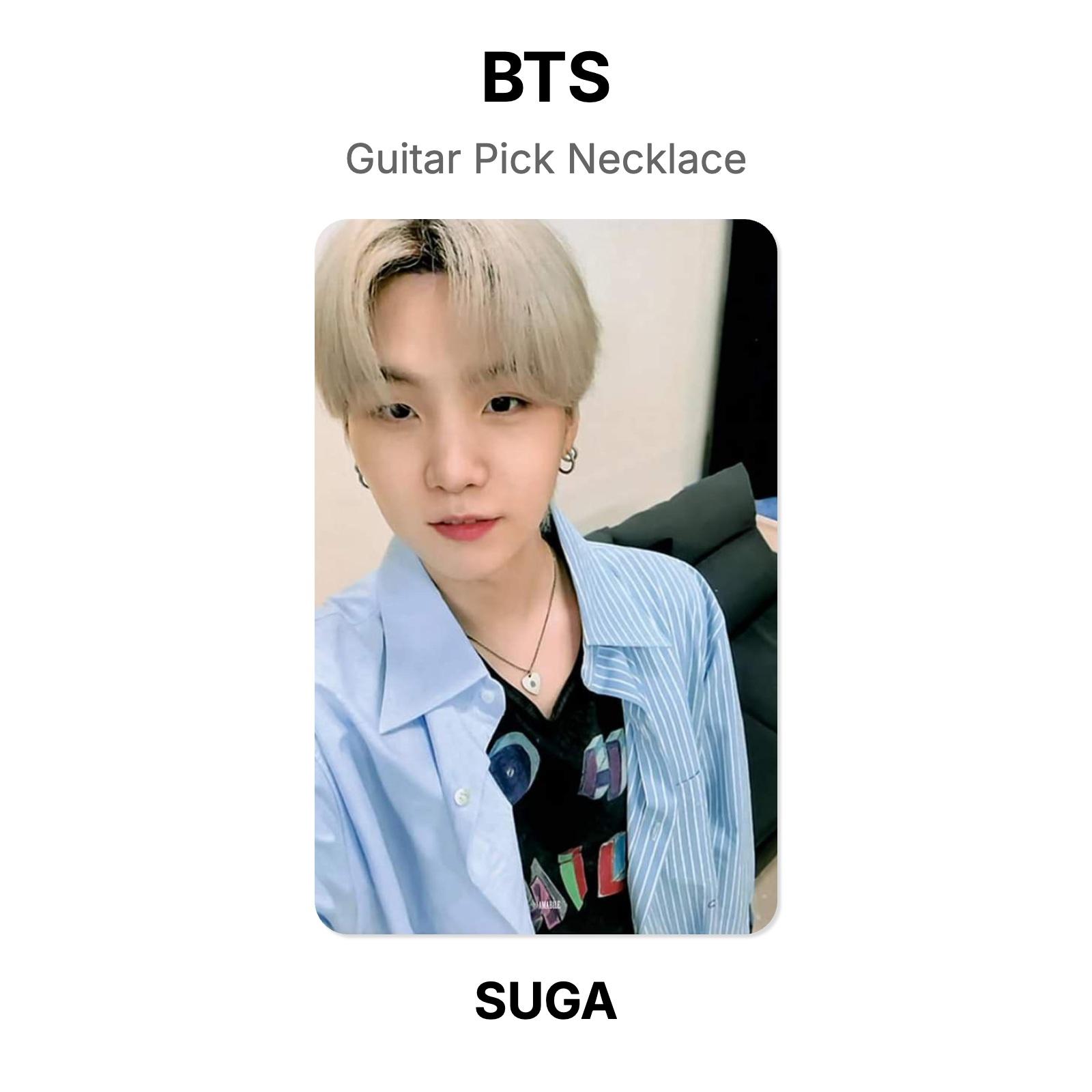 BTS SUGA Guitar Pick Necklace Official Photocard SUGA