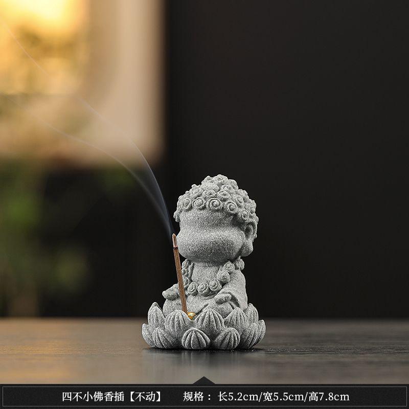 Four Not Small Buddha Incense Insert Tea Pets Household Zen Desktop Chinese Blue Sand Stone Ornament Living Room Indoor Seat