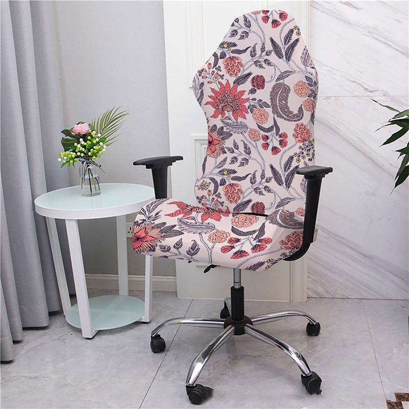 Elastic Printed Armchair Cover Universal Computer Game Chair Seat Cover Home Office Backrest Armrest Swivel Chair Slippers