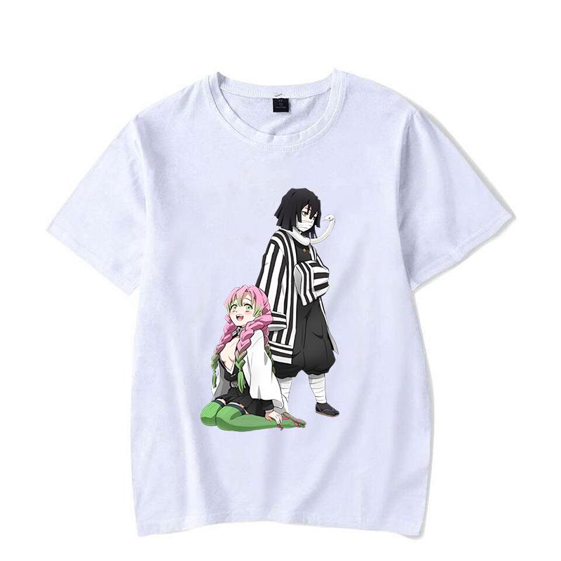 New Funny Couple Cartoon Kanroji Mitsuri Iguro Obanai Printed Shirt Women's Men's Casual Personality Summer Cute Anime T-shirt