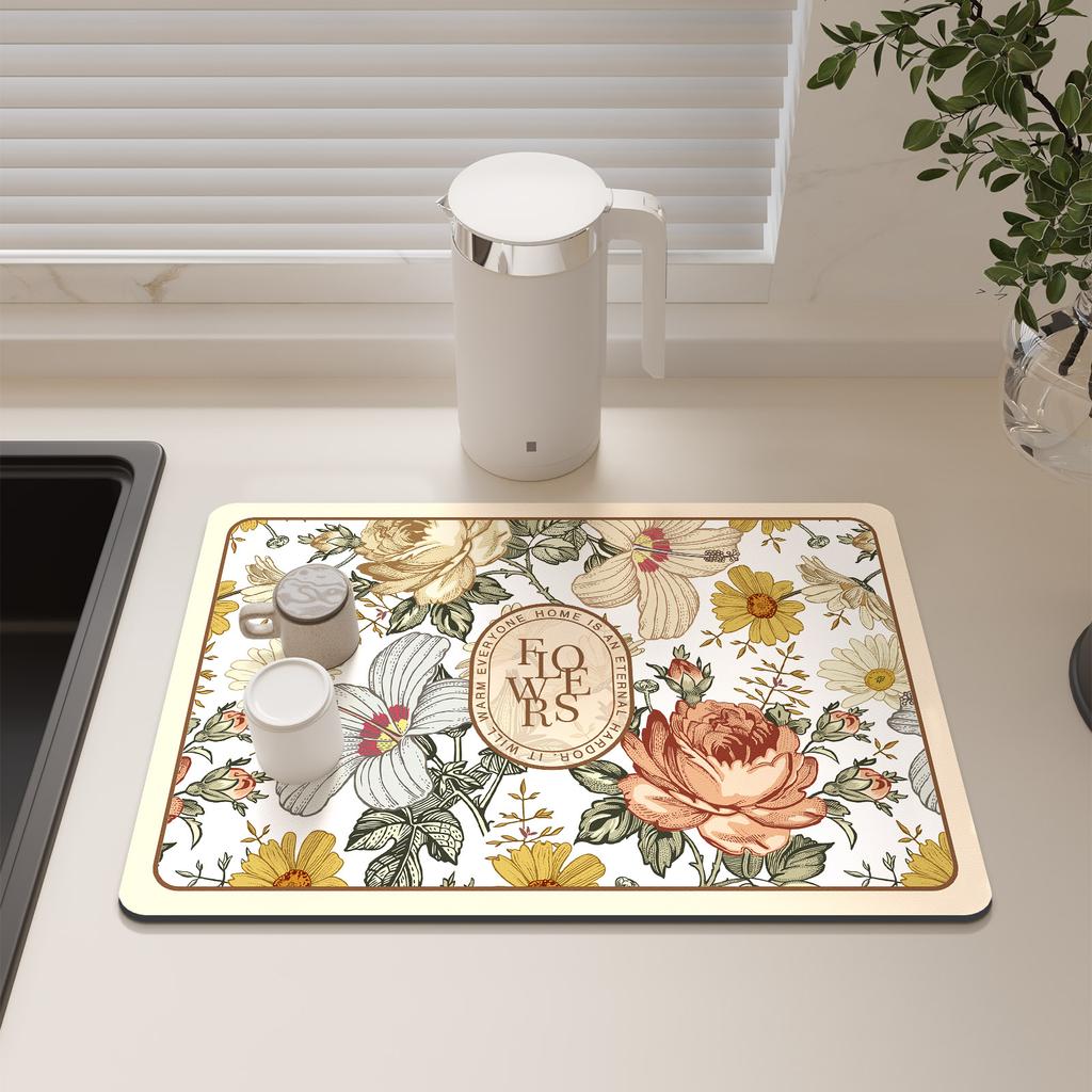Kitchen Dish Drying Mat Super Absorbent Coffee Drain Pad Waterproof Tableware Quick Dry Counter Top Rug Draining Placemat