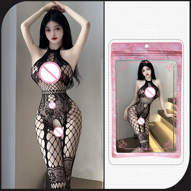 Sexy Plus-Size Stockings With Open Crotch No Need To Take Them Off Mesh Nightgown