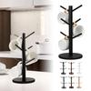 Bamboo Mug Tree with Thick Base Bamboo Mug Tree Stand Space-Saving Cup Holder with 6 Hooks,Countertop Coffee Cup Mugs Stand Rack