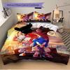 3pcs Dynamic Trio in Action Sonic Tails and Knuckles Printed Duvet Cover Set (1 * Cover+2 * Pillowcase, Without Core), Suitable for Home Bedroom,