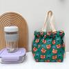 Cartoon Portable Lunch Drawstring Bag Student Kids Bento Pouch Dinner Box Women Work Canvas Food Tote For Travel Picnic