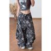 Women Plus Size Vintage Star Print Wide Leg Jeans Loose Fit