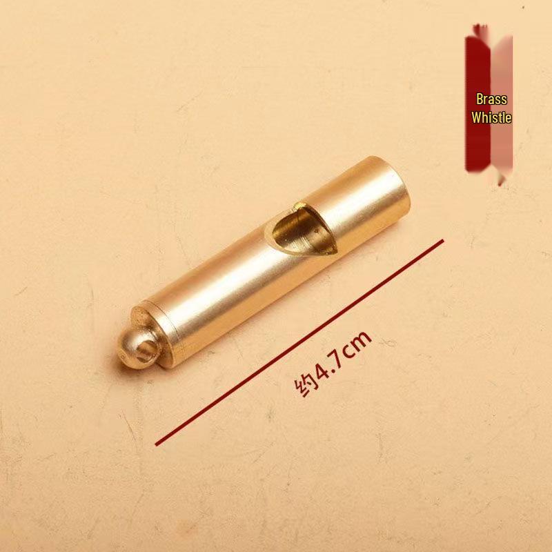 Handmade Brass Survival Whistle Keychain Pendant - Retro Yellow Pure Copper EDC Tool