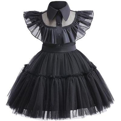 Beliebtes Mädchen Netzkleid Kleid Cosplay Adams Family Wednesday Partykleid