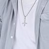 European and American Style Titanium Steel Reverse Cross Necklace St Peters Inverted Simple Cross