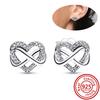 Hot Selling 100% 925 Sterling Copper Sparkling Infinity Red Heart Zircon Original Pantaro Stud Earrings Women Zircon Wholesale