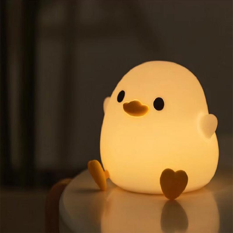 1Pc DoDo Duck Night Light, Cute Duck Lamp, Rechargeable Dimmable Nightlight, Silicone LED Bedside Lamp Nursery Touch-Sensitive