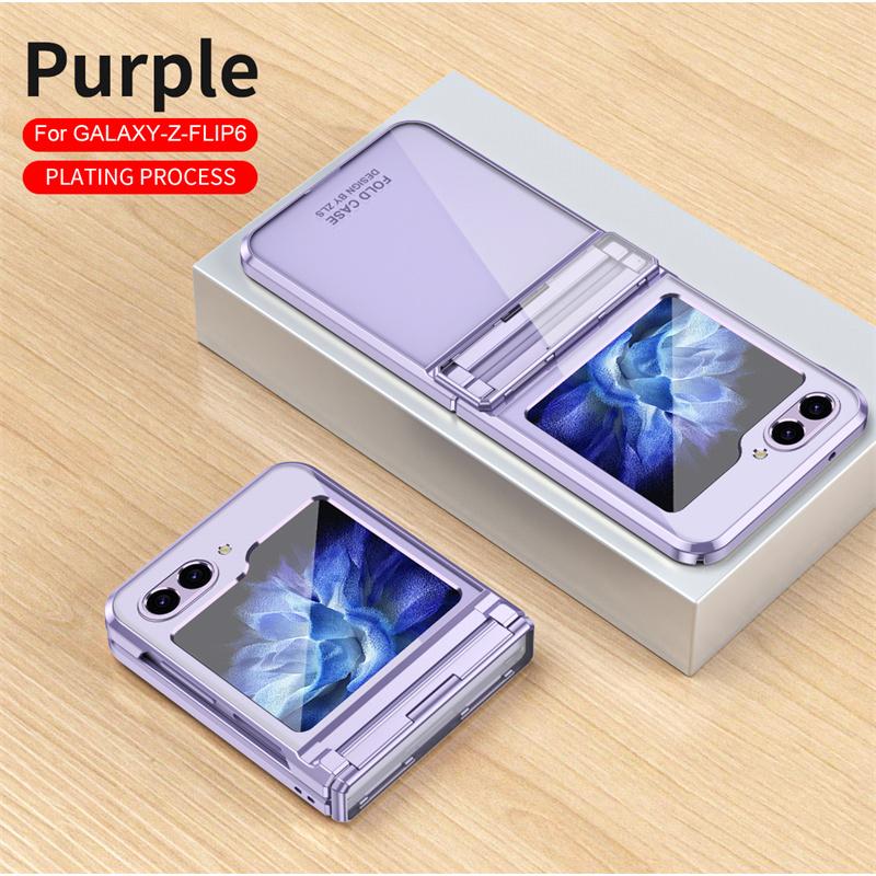 For For Samsung Galaxy Z Flip 7 6 5 4 3 5G Phone Case Fashion Electroplate Transparent Hinge Folding Shockproof Protection Cover