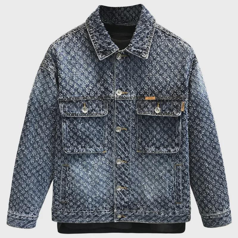 Men's High-End Retro Denim Jacket: Stylish Cat Claw Design with American High Street Vibes