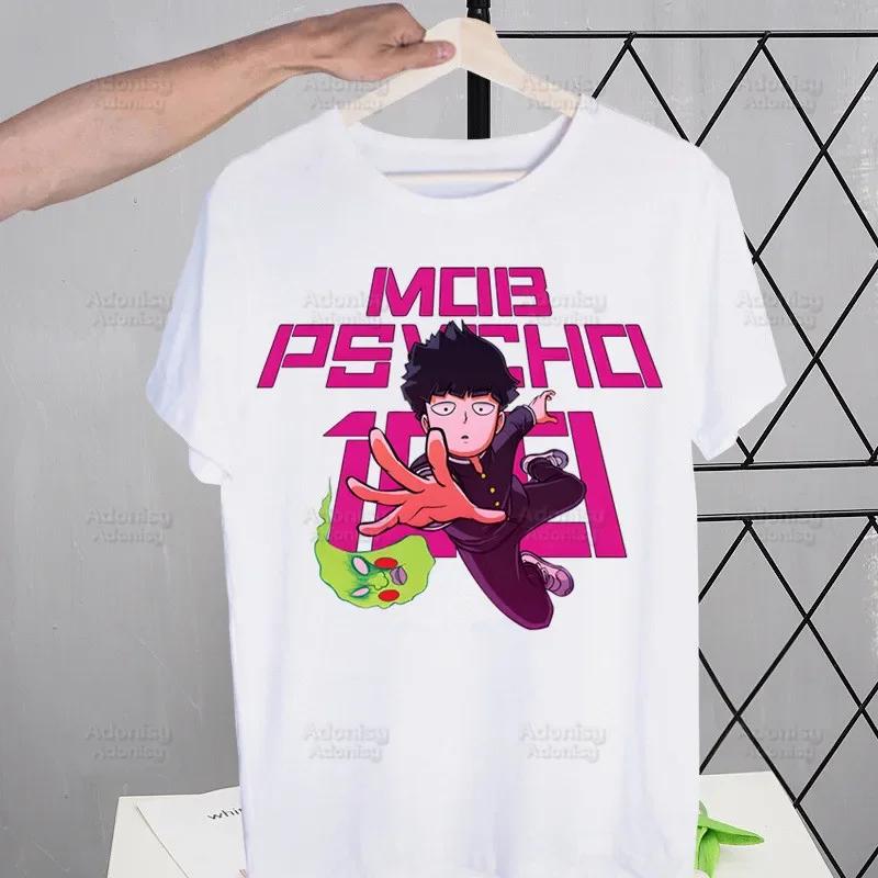 Mob Psycho 100 Shigeo Kageyama T Shirt Men Retro Washed Tops Tees Harajuku One Anime Manga Tshirt Streetwear Hip Hop T-shirts