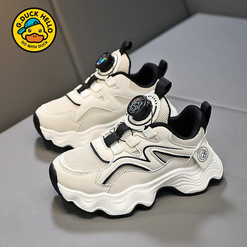 Little Yellow Duck Classmate Girls Sneakers Spring and Autumn 2025 New Mesh Breathable Mesh Shoes Children's Shoes Girls Button Shoes