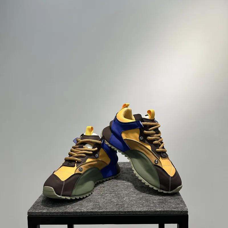 

Модные дизайнерские массивные кроссовки с цветными блоками для мужчин, модные повседневные кожаные дышащие туфли на увеличенной платформе 43