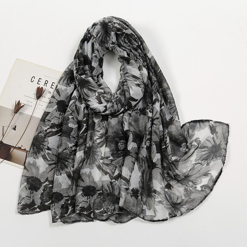 New Printed Cotton Viscose Hijab For Women Muslim Long Shawls Foulard Floral Headscarf Wraps Islamic Headband Turban 180*85cm