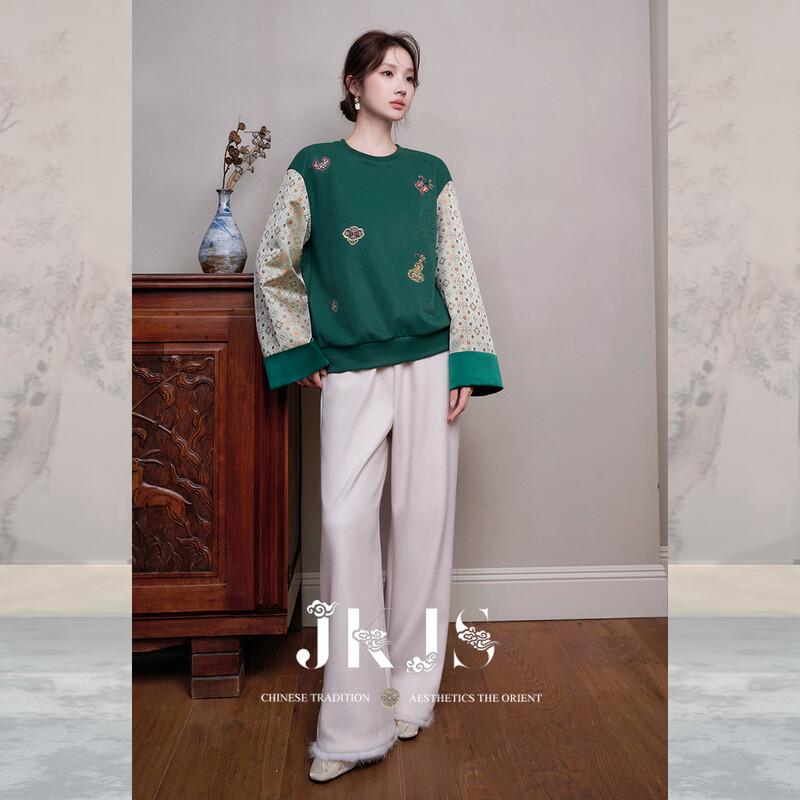 JK&JS Embroidered New Chinese Style Cotton Sweatshirt