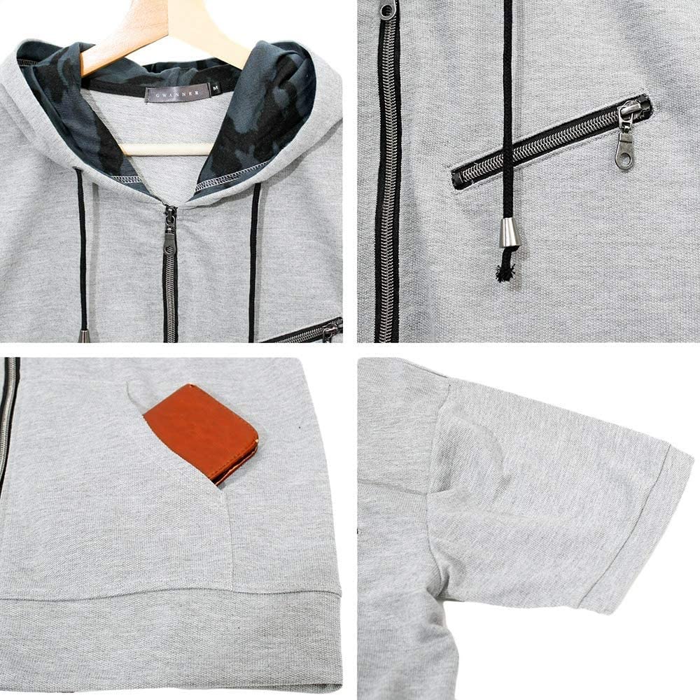 One Colors Plus Size Camouflage Fleece Sleeve and Navy Men's Sweatshirt, Lining, 3/4 Hoodie, Shorts, (3/4 Sleeves)