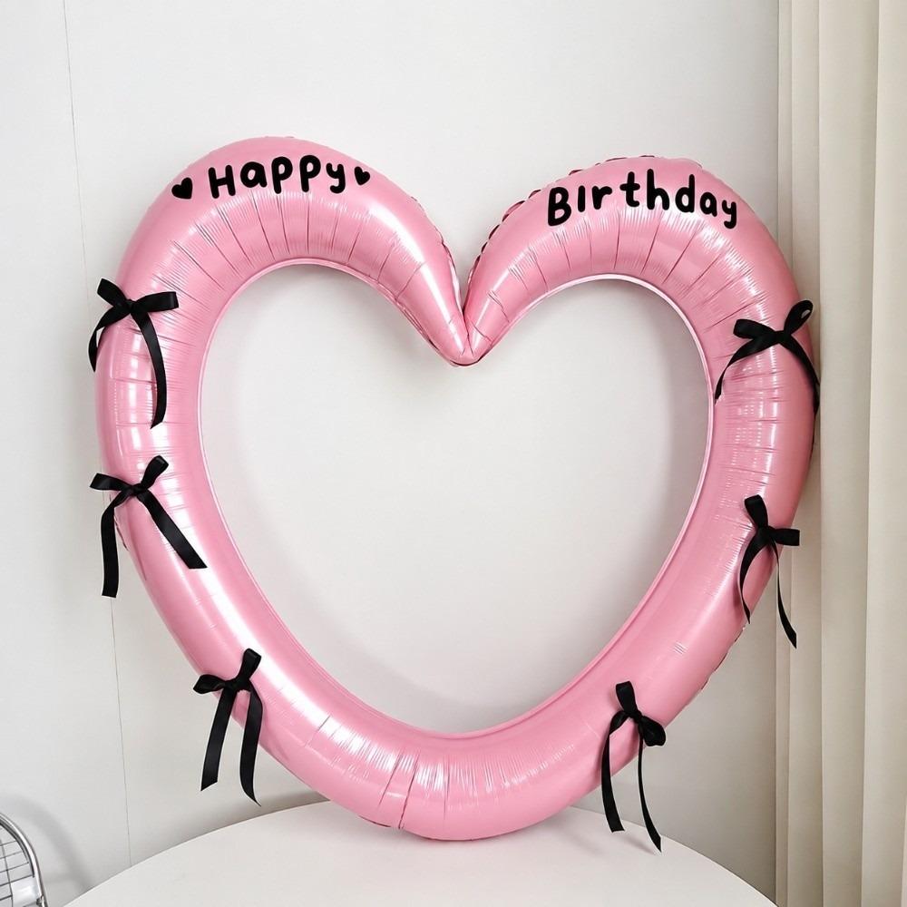Reusable Photo Frame Balloon Metallic Love Balloon Cute Design Giant Heart Balloon Birthday Party