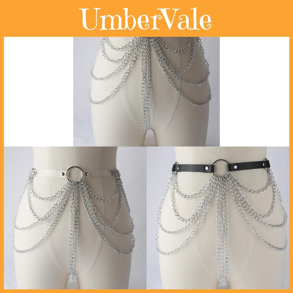 Pu Body Chain With Multilayer Metal Chains Tassels For Nightclub Party Festival