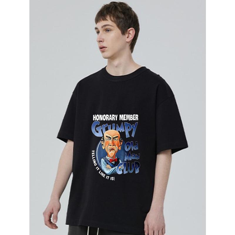 Black T Shirt with Grumpy Old Man Club Honorary Member Graphic for Casual Wear