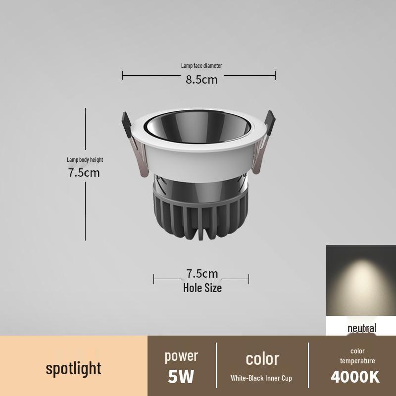 Spot încastrat fără ramă anti-orbire pentru sufragerii și holuri