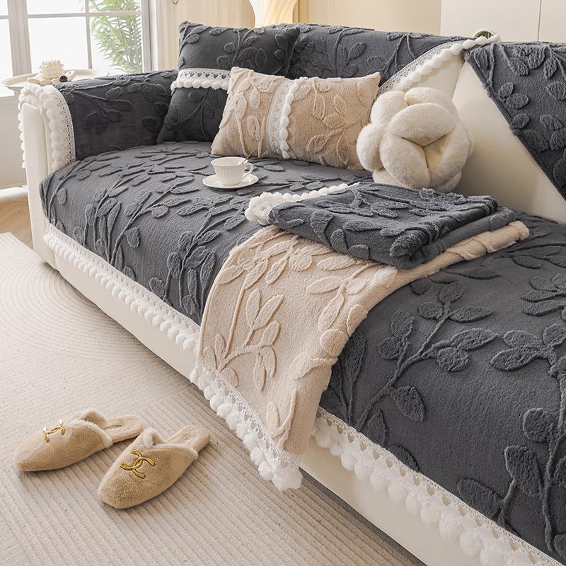 New Cream Wind Sofa Cushion Universal In All Seasons Thickened Non-Slip Seat Cushion Rabbit Plush Sofa Cover Cloth Towel